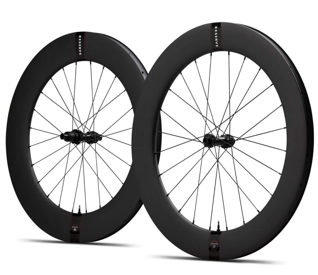 Reserve 77/88 カーボンロードホイールセット。フロント77mm、リア88mmの超ディープリム設計を採用したトライアスロン・TT向け高エアロホイール